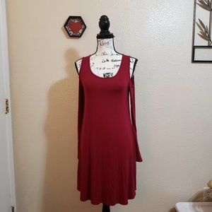 First Love Maroon Cut Out Shoulder Dress With POCKETS!!